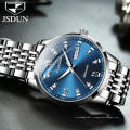 LuxuryJSDUN marque hommes chronographe automatique montre-bracelet mécanique résistant à l&#39;eau diamant bracelet en acier inoxydable montre pour hommes